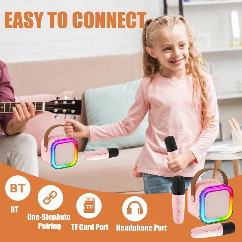 Portable Karaoke Speaker Set with Wireless Microphone, RGB Light Effects, Home Ktv Machine, Compatible with Android/iOS Systems