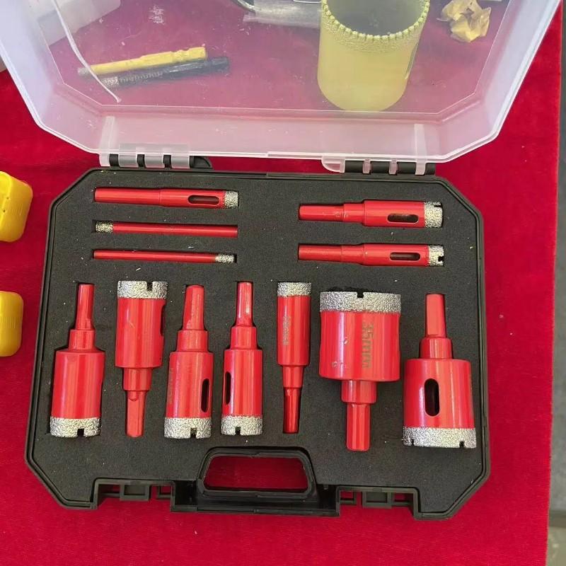 12-Piece Diamond Coated Dry Drill Bit Set Diamond Drilling Bits for Efficient Drilling, Ideal for Granite, Marble, Glass Tile and Ceramics