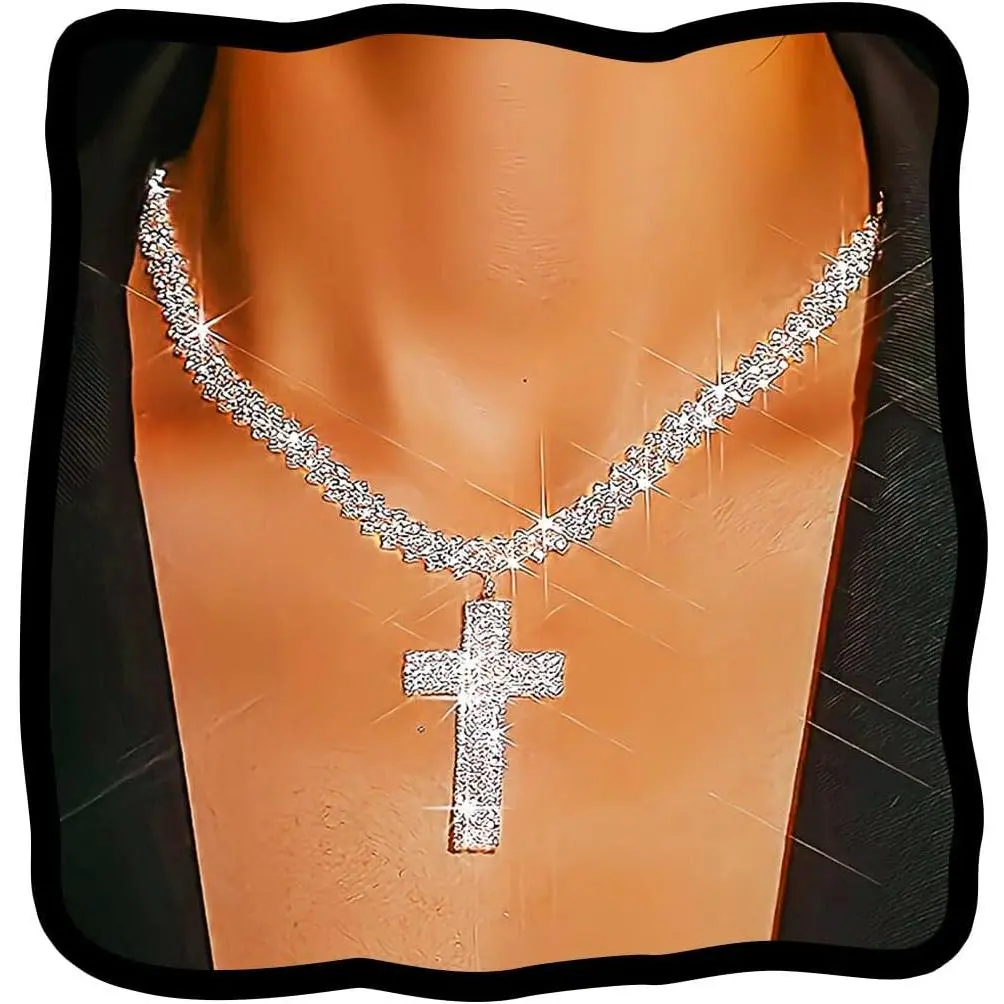 Rhinestone  Choker Necklace   Chain  | Women's bling  chokers,sparkly tennis chain for concert,party,club wear