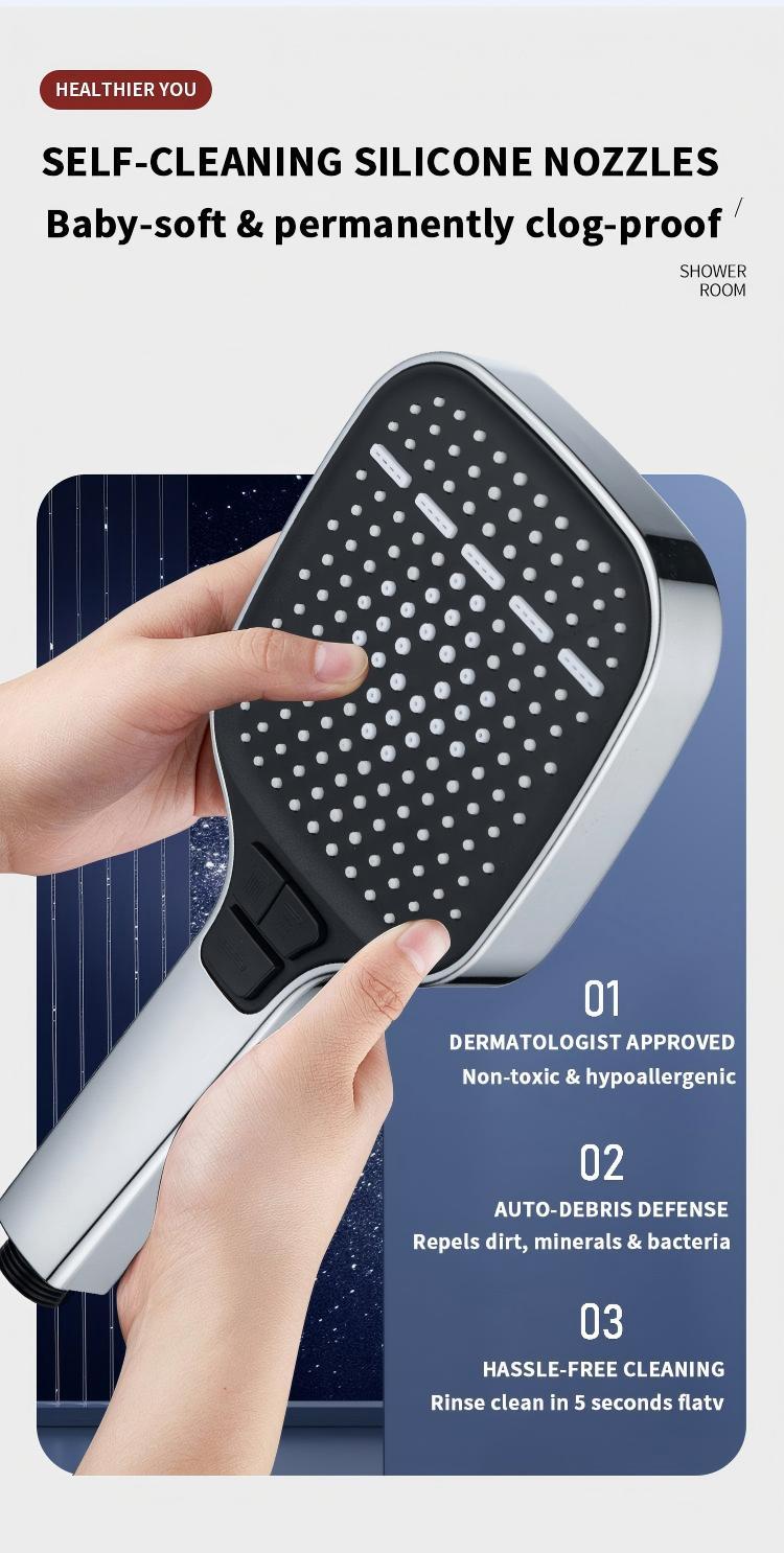 High Water Pressure 4 Outlet Mode Hand Shower with Anti-Clogging Nozzles for Tub, Tile and Pet Cleaning