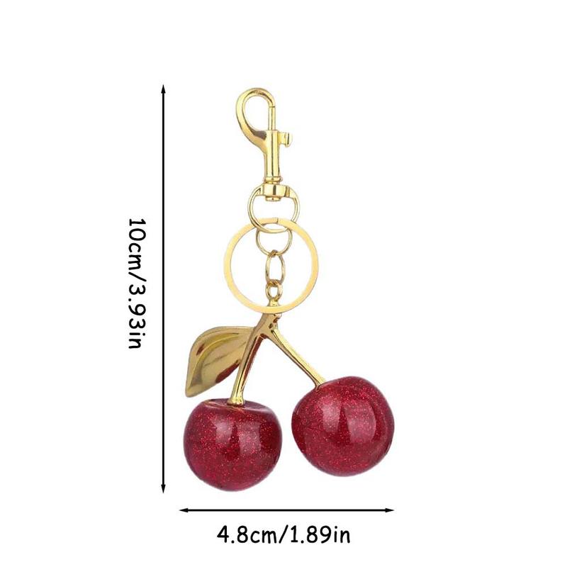 1pc Cherry Keychain, Bright Cherry Bag Charms, Sparkly Bag Charm, Keychain and Clip - Glittering Resin&Metal Accents, Fit for Bags&Wallets