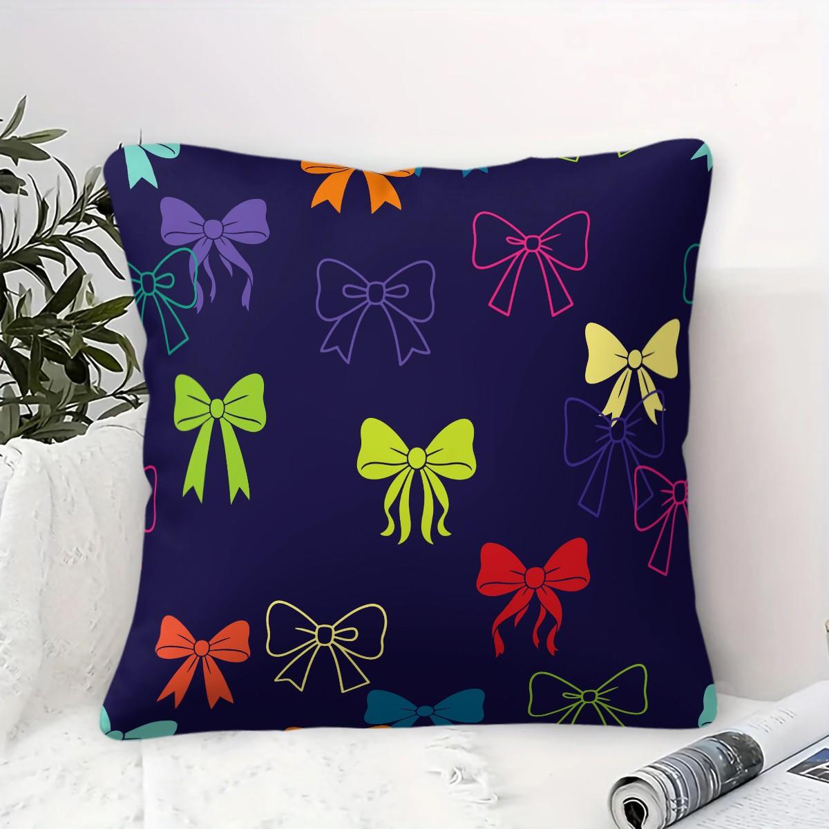 1 Piece Coquette Pink Bow Print Body Pillow, Memory Foam Pillow & Decorative Pillow Option, Cute Y2K Digital Print Throw Pillow with Insert, Soft Square Cushion for Sofa, Bedroom, Dorm, Aesthetic Girly Room Decor