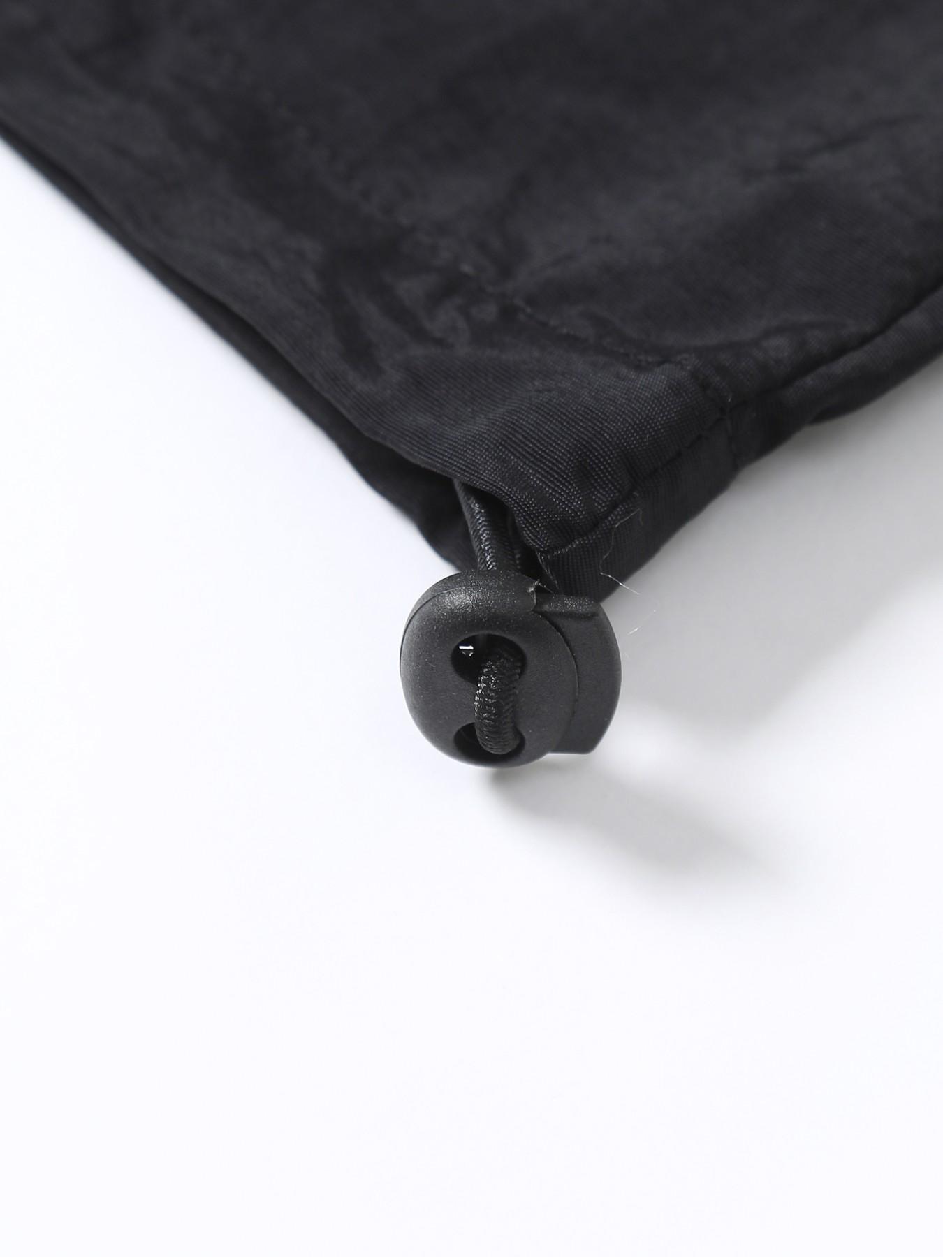 Men's Slim-Fit Polyester Casual Pants, Elastic Waistband, Drawstring Ankle Cuffs, Outer Pockets, Spring Fall Streetwear