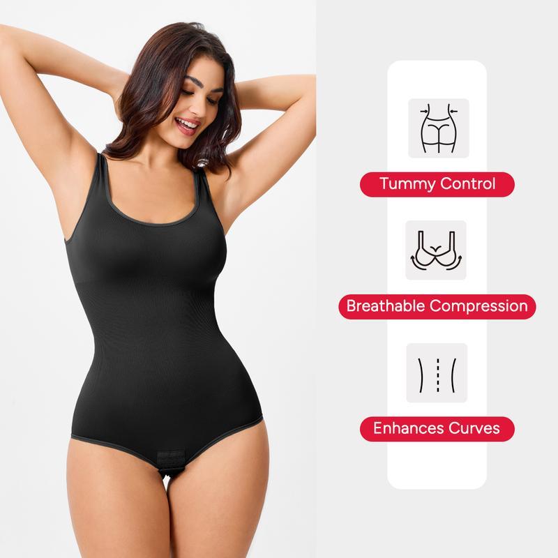 Nebility Women's Bodysuit Minimalist Seamless Shapewear, Basic Comfortable Womenswear for Daily Wear