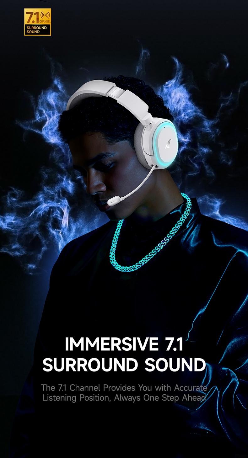 Picun G2 Gaming Headset Version 5.3 7.1 Surround Sound 5ms Low Latency ENC Microphone for PC PS4 PS5 for PC Laptop Game Peripherals