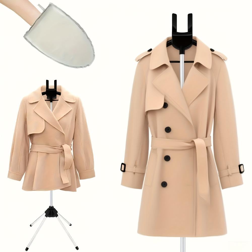 1 set includes 1 ironing hanger + 1 handheld ironing board. Retractable height adjustable, foldable for space saving and easy to carry. Thickened tube with strong load-bearing capacity, can store clothes. Suitable for home, hotel and dormitory use.