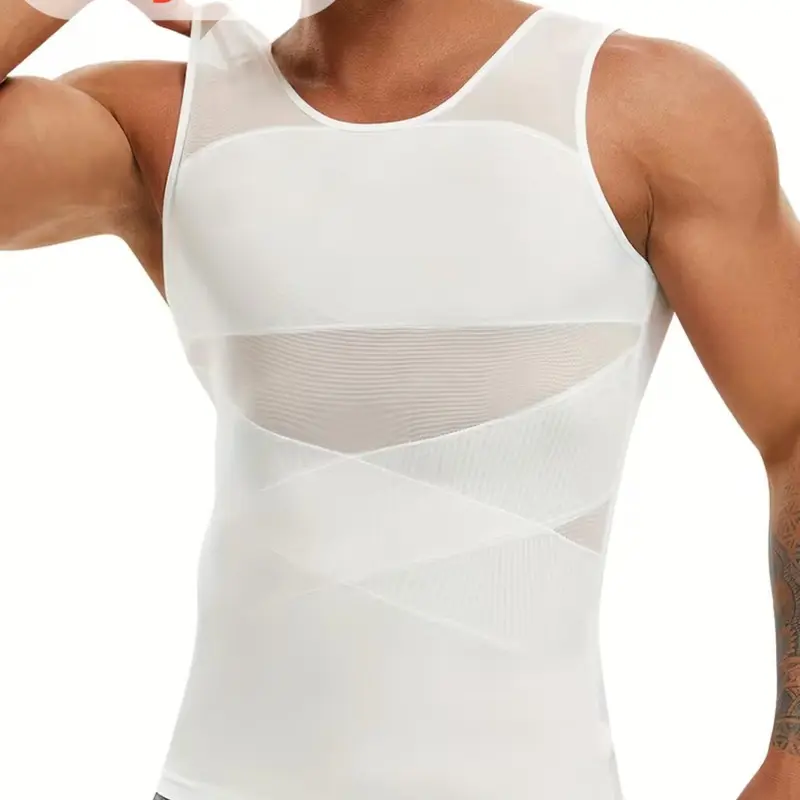 Men's Sleeveless Body-Shaping Tank Top, Stretchy Breathable Compression Undershirt, Sport Workout Shapewear with Tummy Control for Fitness, Basketball Training, and Outdoor Activities