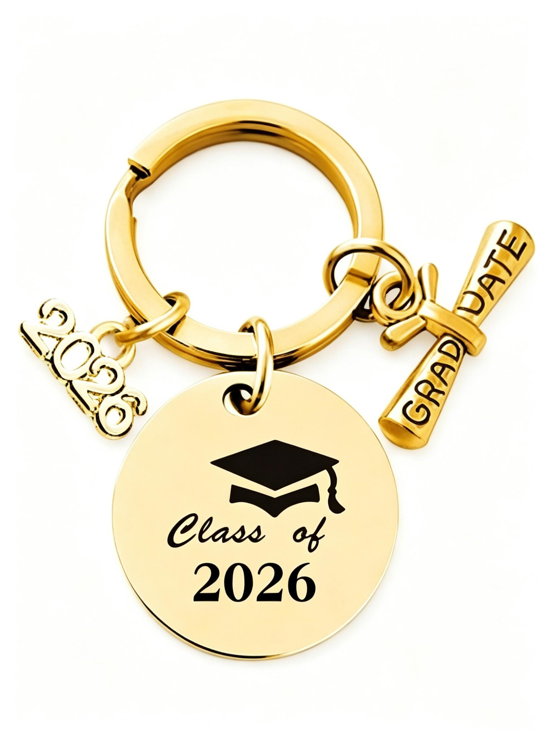 Graduation Gift Stainless Steel Keychain, Customizable Metal Keychain, Backpack Charm, Car Key Holder, Memorial Souvenir, Youth Memory Pendant