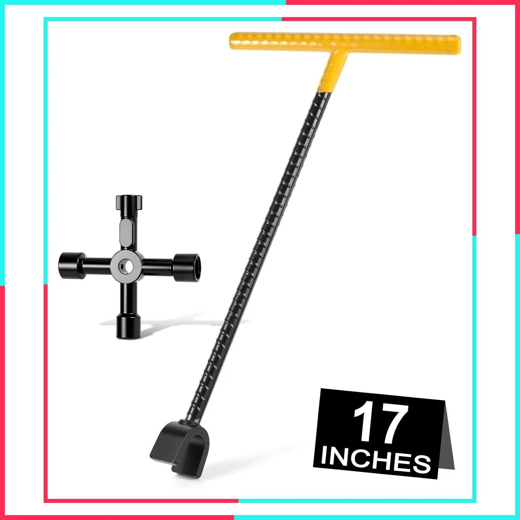 17-inch Premium Water Meter Key with 4-Way Utility Key, 3/4-inch Opening