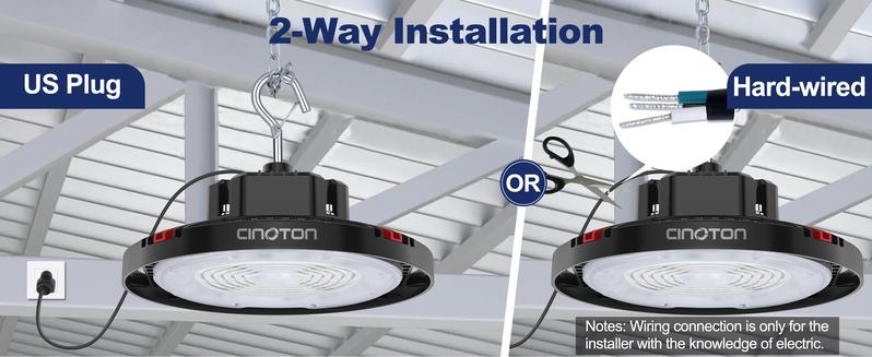 CuLiDing 160W UFO High Bay LED Lights with Us Plug, 24000 Lumens [Equivalent to 700w HD/HPS], ldeal forWarehouses, Garages, Factories, and Barns, UL Listed, 120v Commercial Bay Lighting, 5000K Daylight White