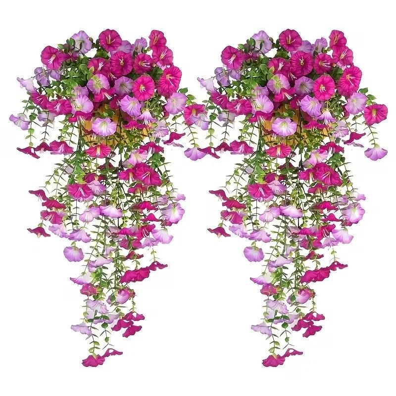 ☘️ [Lifelike Silk Petals] Elegant Pink Floral Vine | Indoor Hanging Plant - (Petals Easy To Reattach)