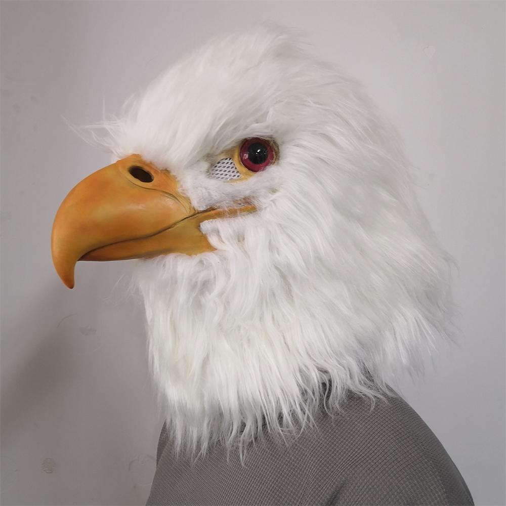 PATYGR White Eagle Mask Animal Head Cover for Halloween Cosplay Rave Party Realistic Latex Animal Bird Mask Prank Props Accessories