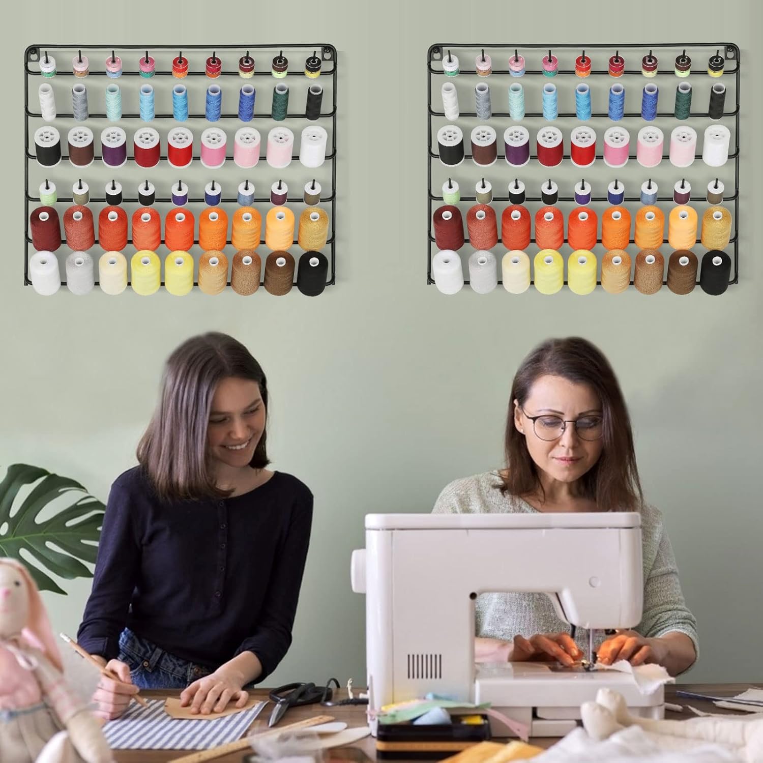 Thread Holder Wall 2 Pack 54 Spools Thread Rack Wall Mount Embroidery Spool Thread Organizer Metal Sewing Thread Organizer with Tools for Quilting Thread Holder Wall 2 Pack 54 Spools Thread Rack Wall Mount Embroidery Spool Thread Organizer Metal Sewing Thread Organizer with Tools for Quilting