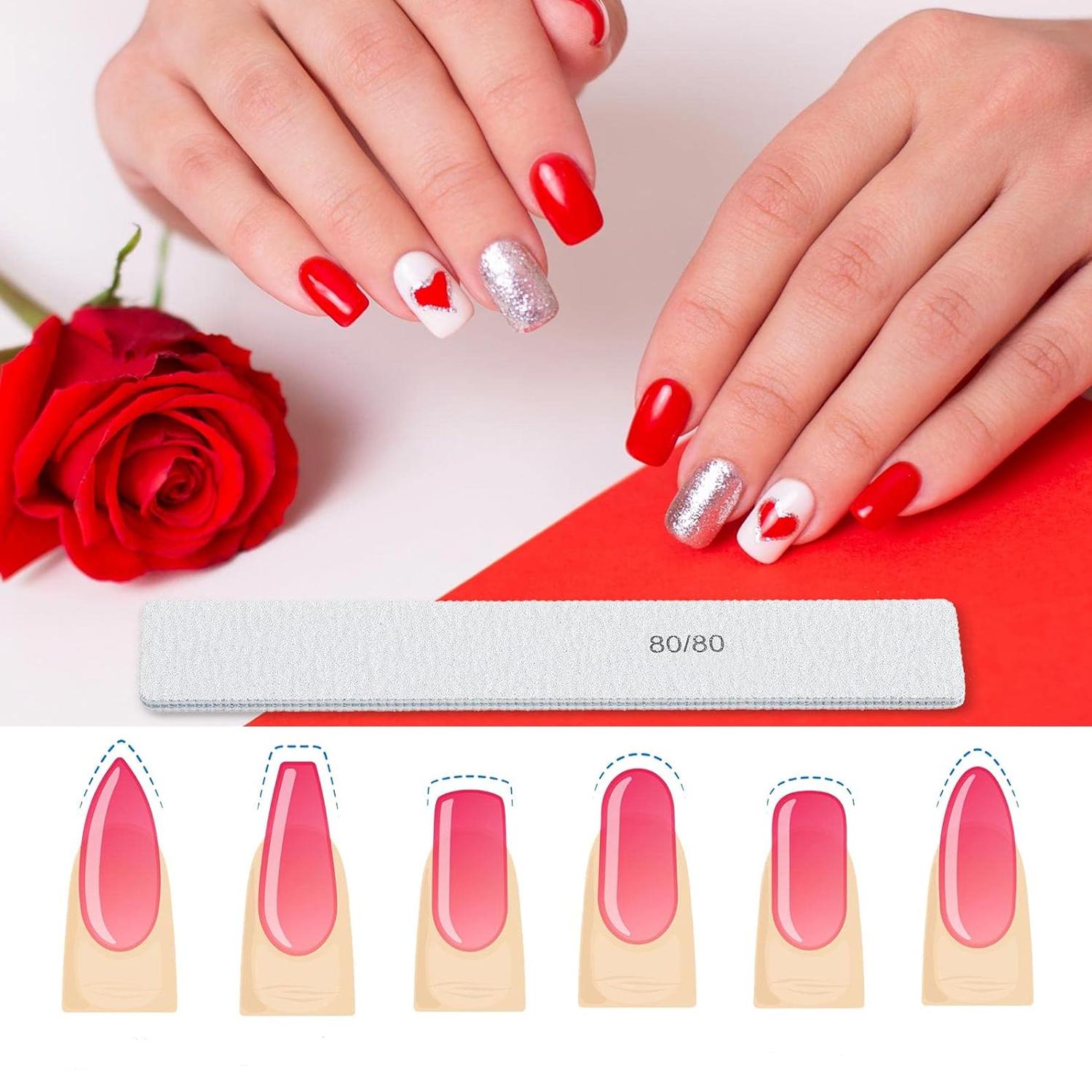 50pcs 80/80,100/100,100/180 Grit Nail Files Acrylic Nails Emery Boards File Professional Nail Art Tools for Home,Salon,Strong,Double Sided