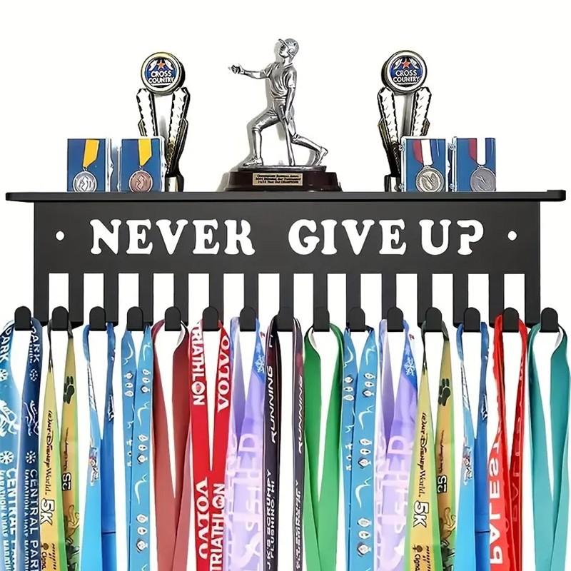 Metal Wall-Mounted Medal Display Rack, Hang Sports Trophies and Sashes, Home Art Decor Style, Independent Storage, Easy Assembly