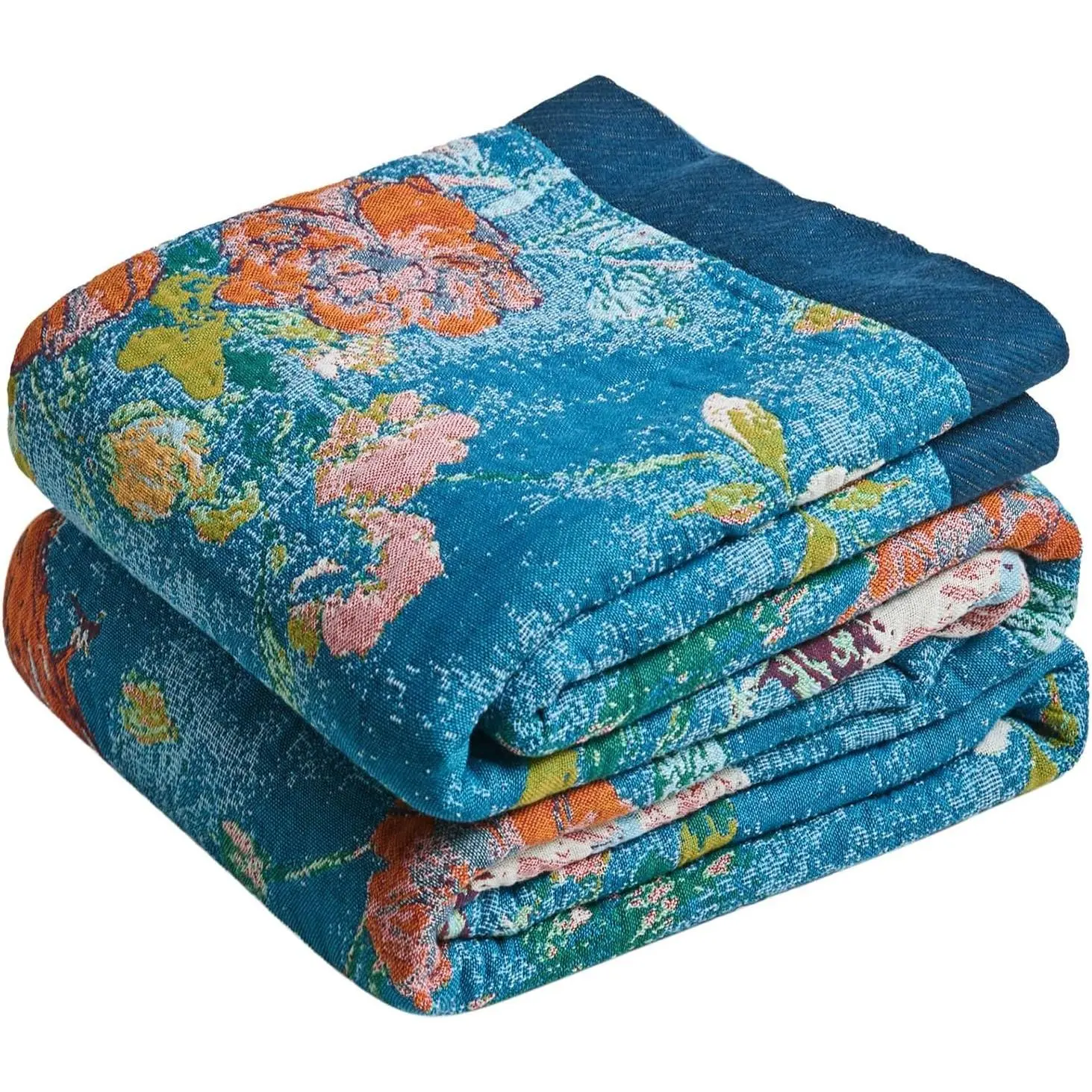 Birds-floral-blue
