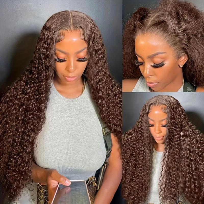 [New In] Bling Hair Chocolate Brown Deep Wave 13x6 HD Transparent Lace Front Wigs Brazilian Deep Curly Human Hair Wigs for Black Women Pre Plucked with Baby Hair 180% Denisty TikTokShopHolidayHaul