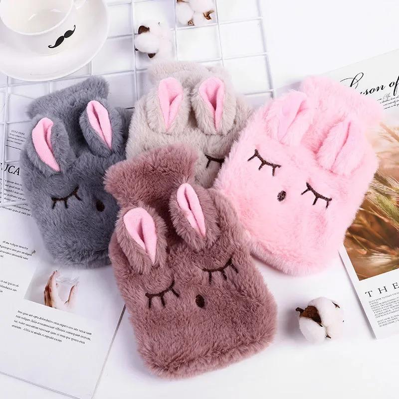 1PC Portable plush rabbit warm handbag Removable and washable water injection hot water bag Stress pain relief therapy