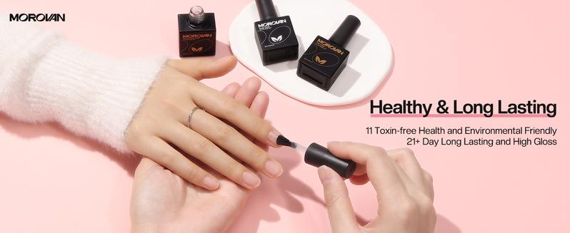 MOROVAN Gel Base Top Coat: No Wipe Gel Shine Matte Top and Base Coat Set - Soak Off Nail Lamp Long Lasting Top Coat Nail Polish and Gel Base Coat for Women Salon DIY