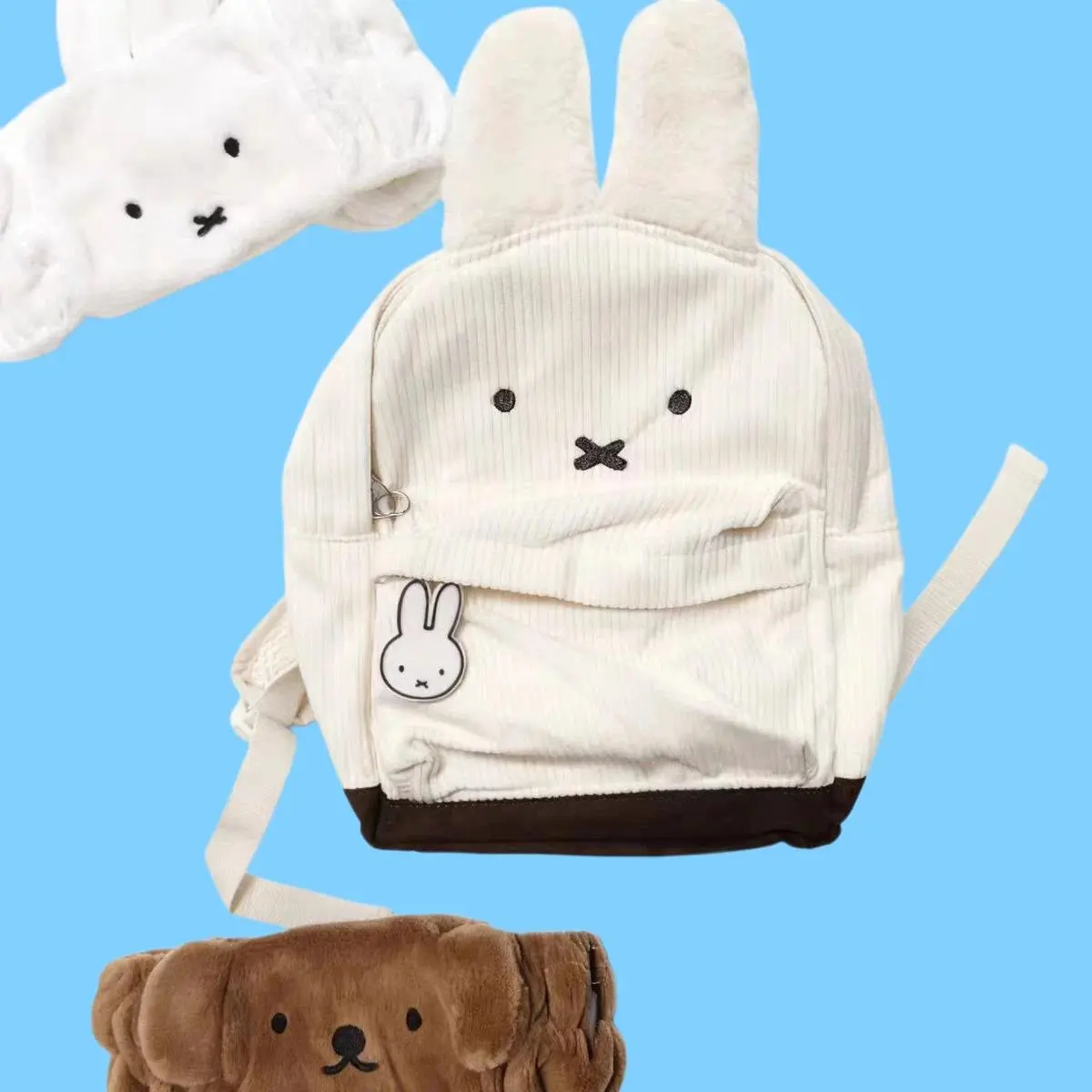 Anime New White Miffyears Cute Kindergarten Campus Baby Backpack Daily Cute Kawaii Lovely Cartoon Good Looks Soft and Cute Sweet