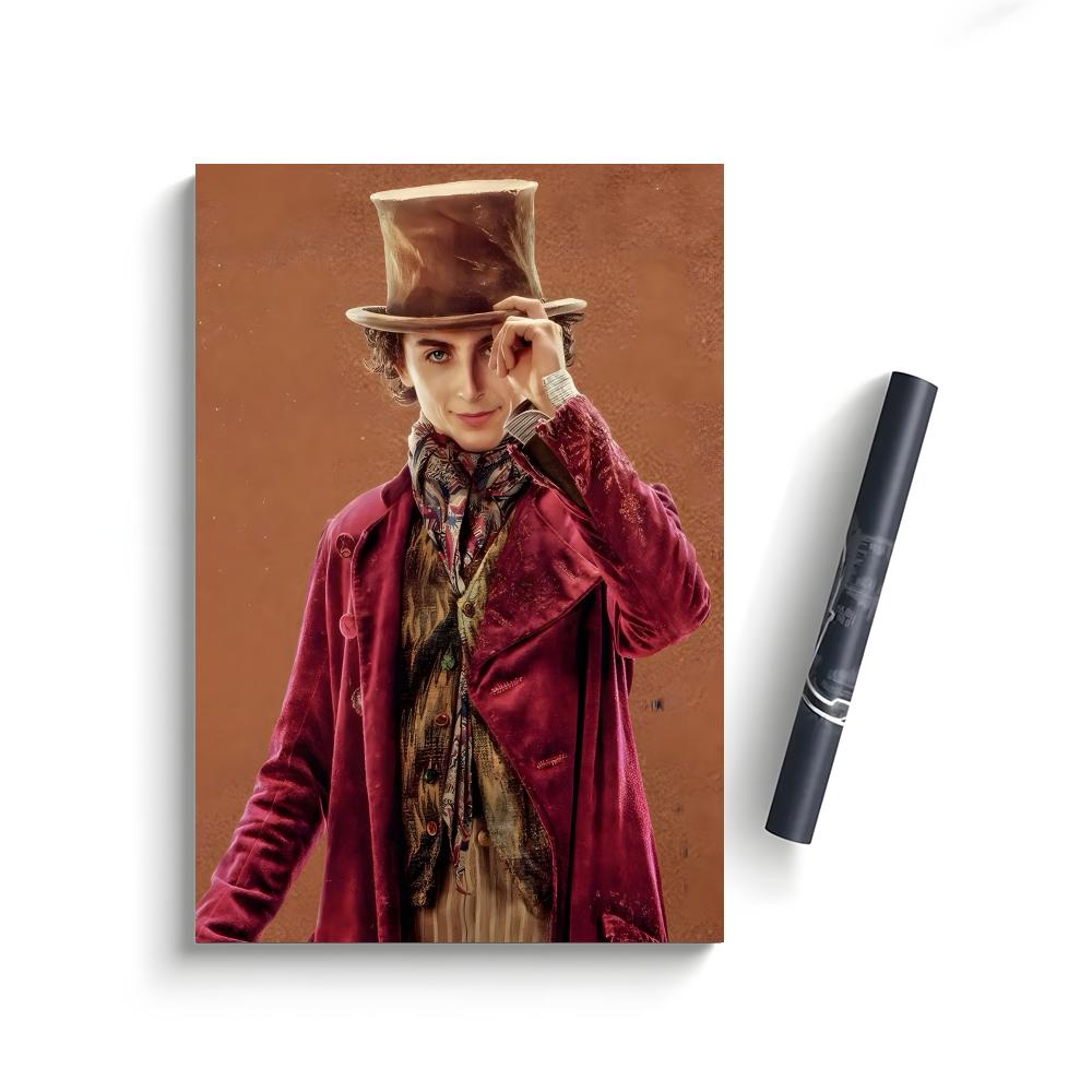 2023 Wonka Movie Poster Self-Adhesive Waterproof Art Sticker, Aesthetic Minimalist Wall Poster for Coffee Shop, Bar & Home Room Decor