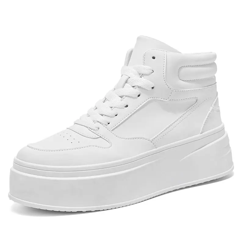 Thick-soled high-top men's shoes, 202 spring/autumn model, height-increasing white sneakers, fashionable casual versatile board shoes, men's platform shoes