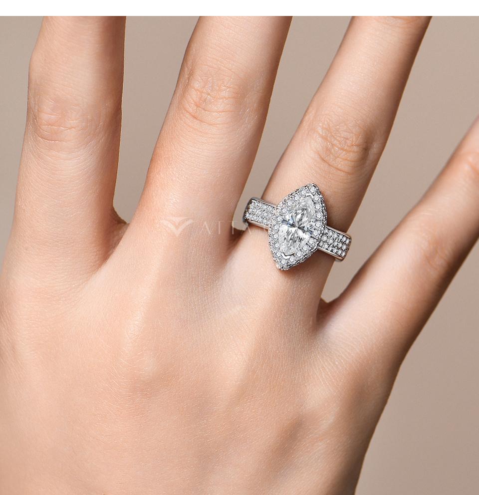 2CT Marquise Cut D Color VVS1 Synthetic Moissanite Ring for Women daily Wear Special Gift R184