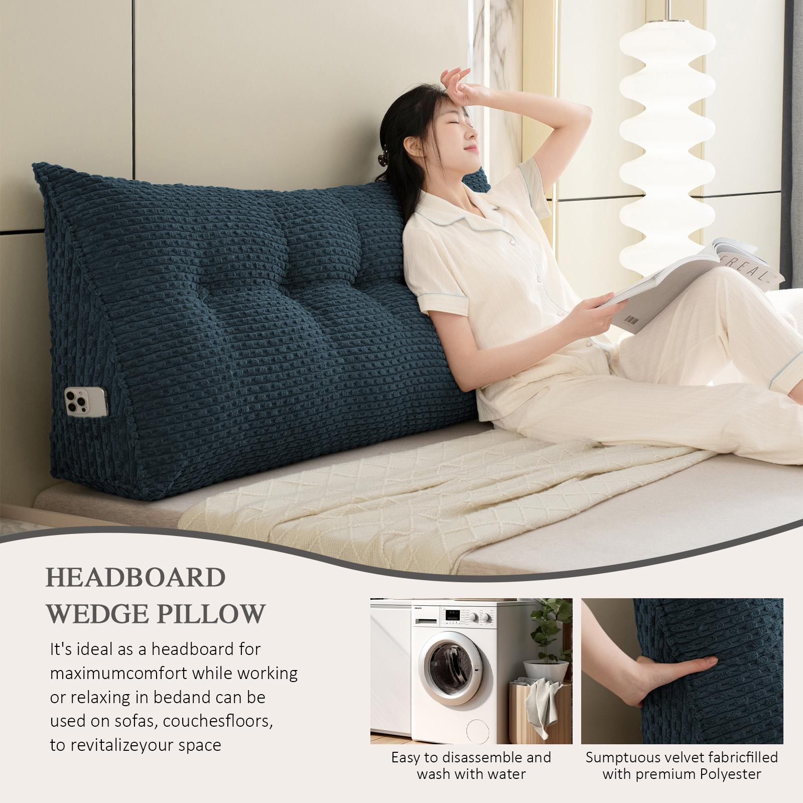 Headboard Wedge Pillow  Reading Bolster Pad Back Support Cushion couch bed rest velvet king size cotton  pillow