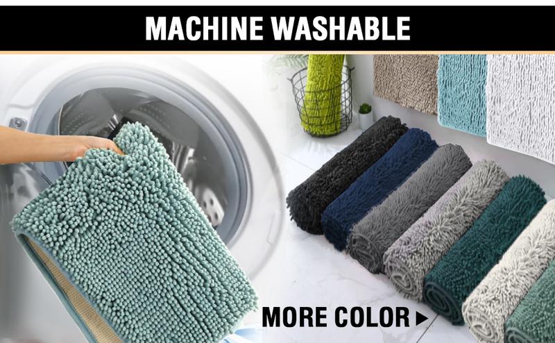 H.VERSAILTEX Bath Mat Bath Rug for Bathroom Luxury Chenille Bathroom Rug Mat Extra Soft and Absorbent Microfiber Shaggy Rugs Non Slip Rug Quick Dry Bath Mat Washable