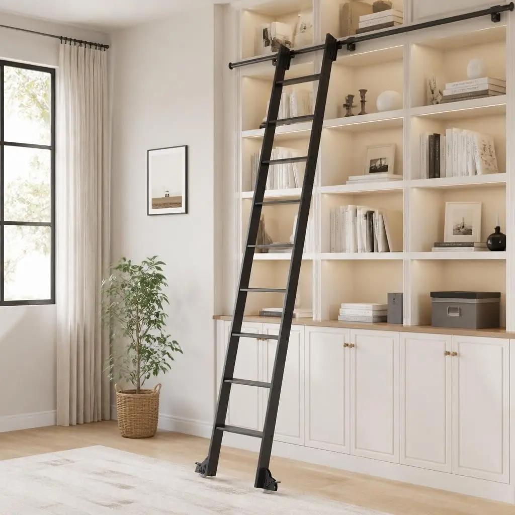 10FT Aluminum Loft Ladder with 4FT Sliding Track,660lb Capacity,9-Step