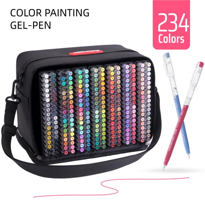 234 Colors Painting Gel Pen Set, Coloring Materials Set, Color System,252Pack Hand-Held Backpack,0.6mmNeedle Tip,Large Capacity Ink Pens,Art Supplies For Diary,Card,DIY,Coloring, Doodling