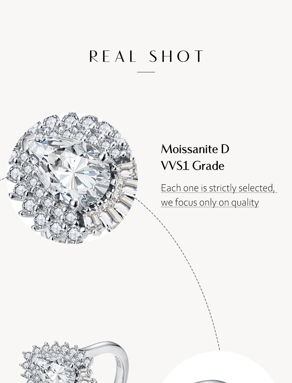 Luxury Pear Cut 1.0CT Synthetic Moissanite Promise Ring for Her Wedding Bands for Women R117