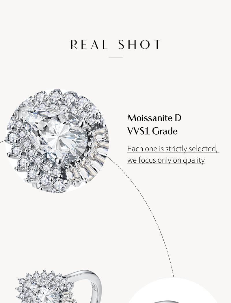 Luxury Pear Cut 1.0CT Synthetic Moissanite Promise Ring for Her Wedding Bands for Women R117