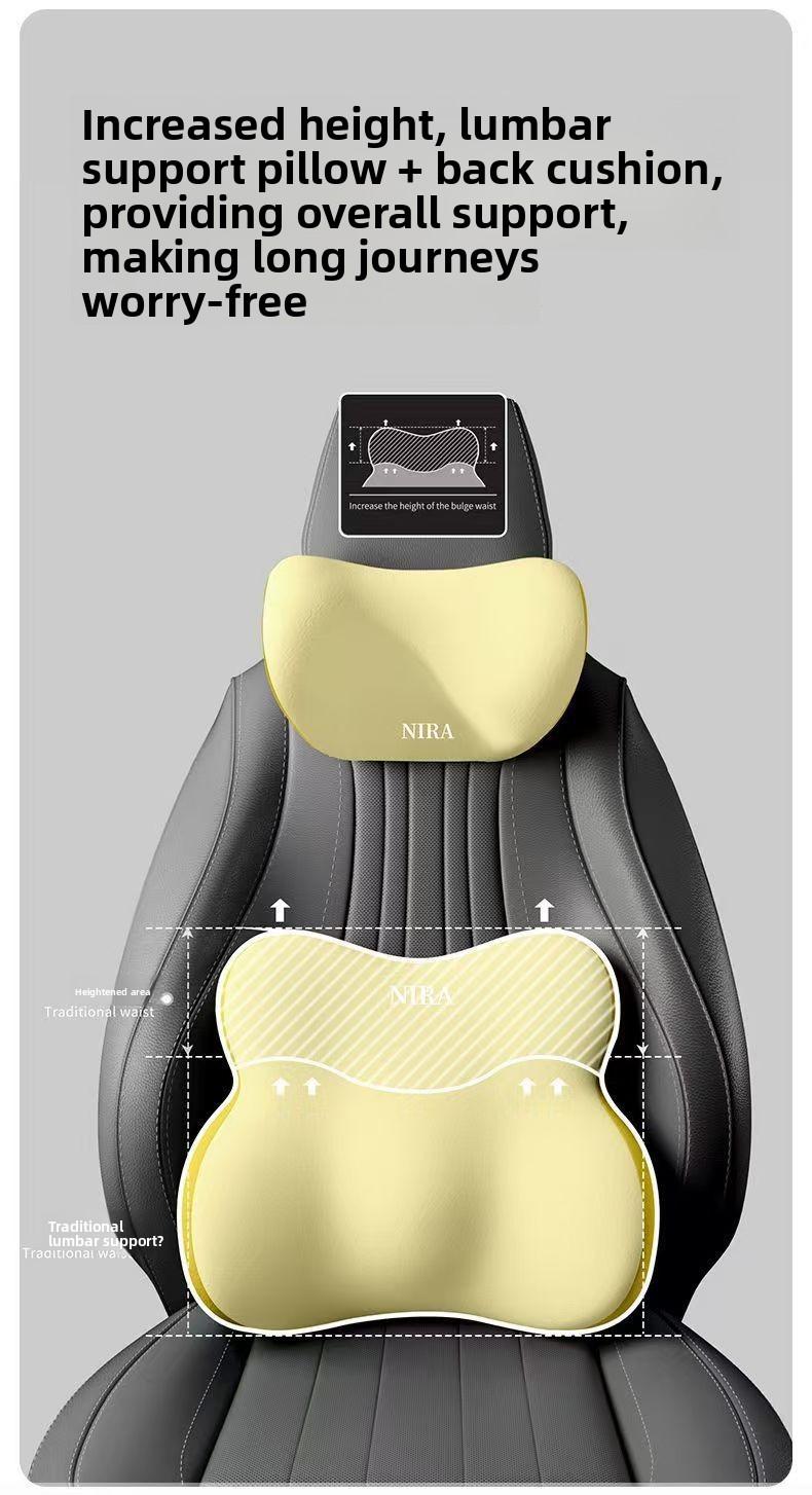 Car Neck Pillow Lumbar Support Set Memory Foam Backrest Cushion High Density Comfortable Headrest for Vehicle Office Home Use