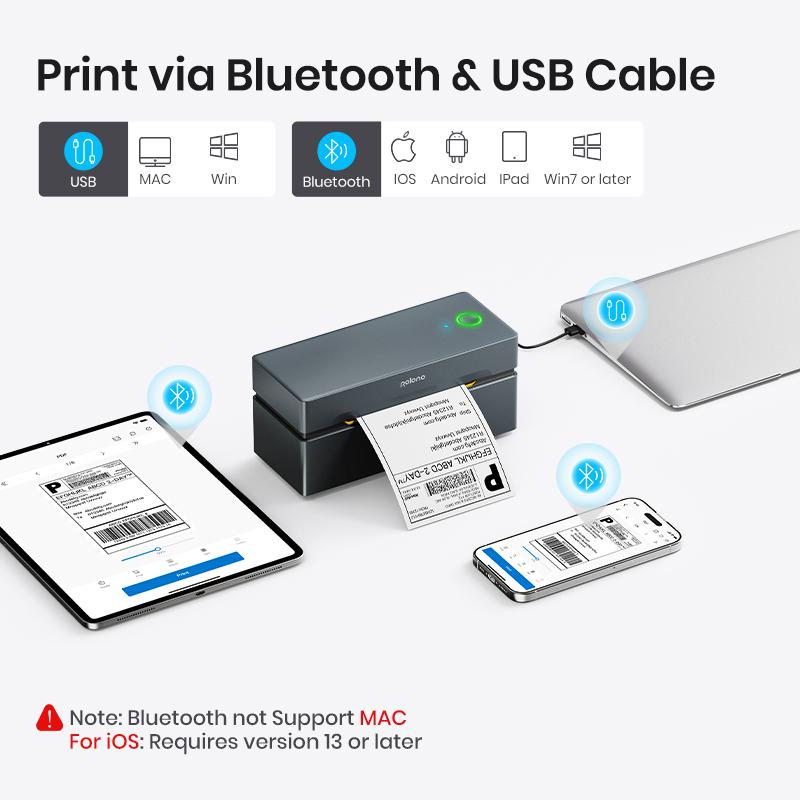 PL80E Bluetooth Thermal Shipping Label Printer, Wireless 4x6 Shipping Label Printer for Small Business. PL80E Bluetooth Thermal Shipping Label Printer, Wireless 4x6 Shipping Label Printer for Small Business.