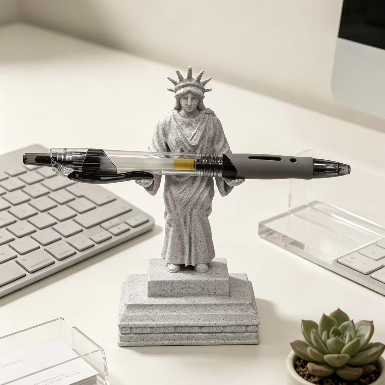 Creative 3D Printed Statue of Liberty Pen Holder, Pla Eco-Friendly Material, Desk Decor Gift, Office Learning Essential, Unique Stylish Item