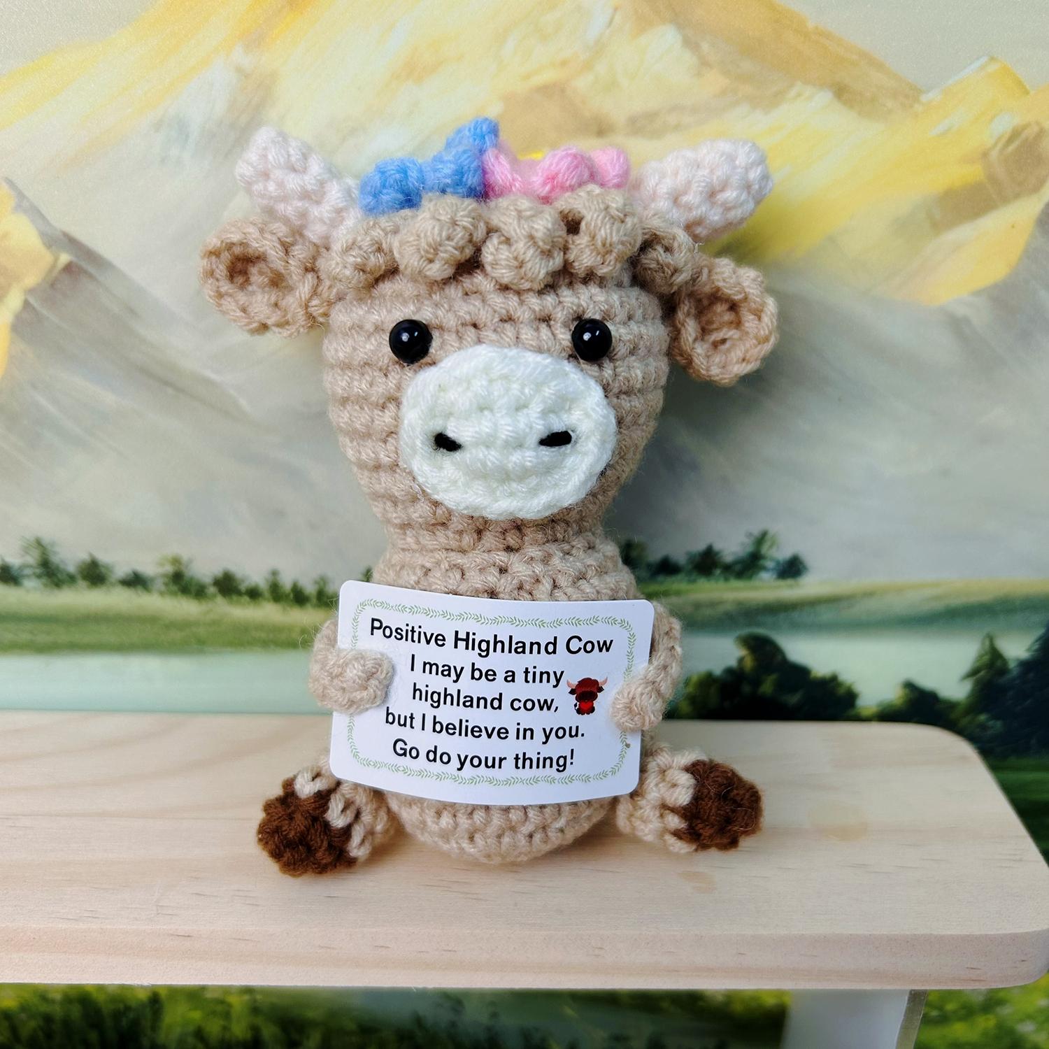 Cute Highland Cow Crochet Plush Doll, Inspirational Gift for Girls & Women, Perfect for Desk Decoration, Adorable Stuffed Animal Toy