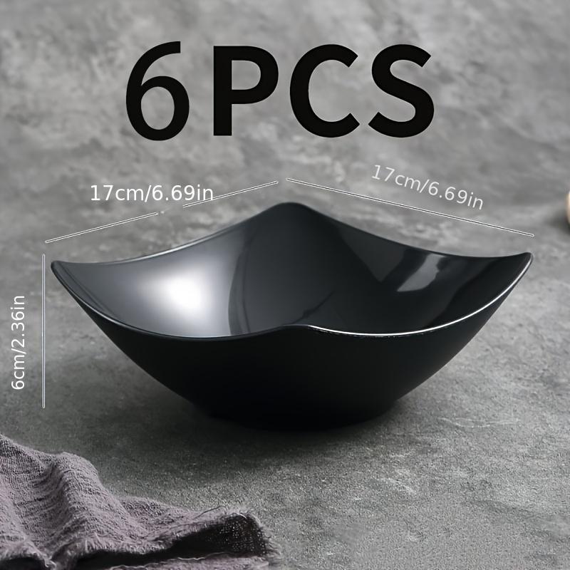 6-Piece Large Plastic Square Footed Bowls Set, Party Salad Bowl, Stackable Lightweight Kitchenware, Microwave & Dishwasher Safe