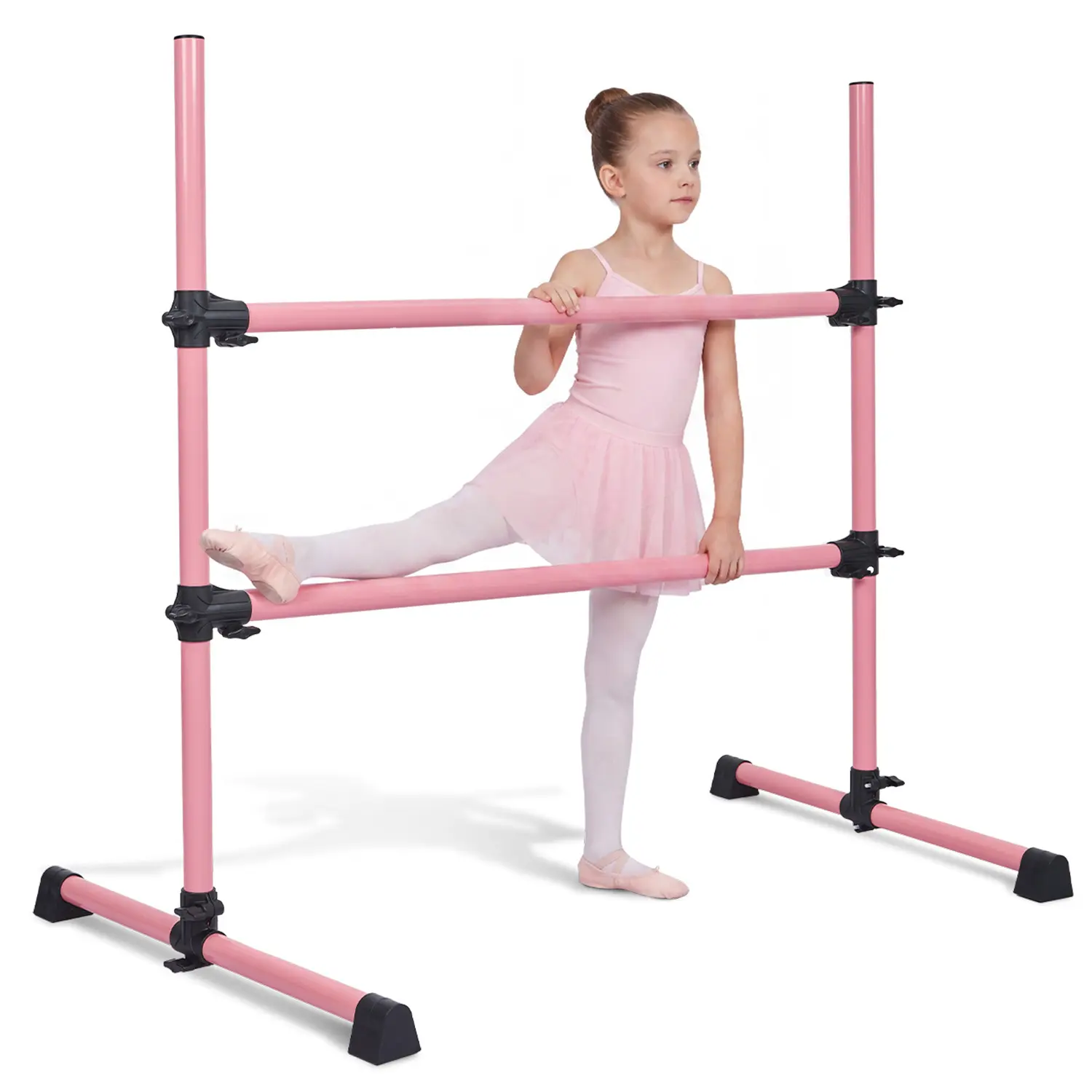 4FT Portable Ballet Barre for Home Practice, Adjustable Height Freestanding Dance Bar for Stretching, Pilates & Balance Training