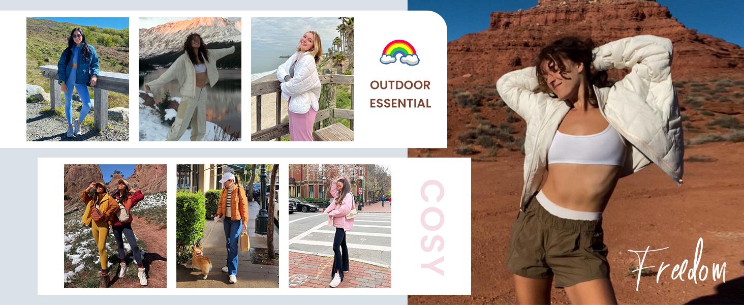 Tanming Women's Lightweight Quilted Puffer Jacket Long Sleeve Full Zip Casual Padded Coat  with Side Pockets Spring