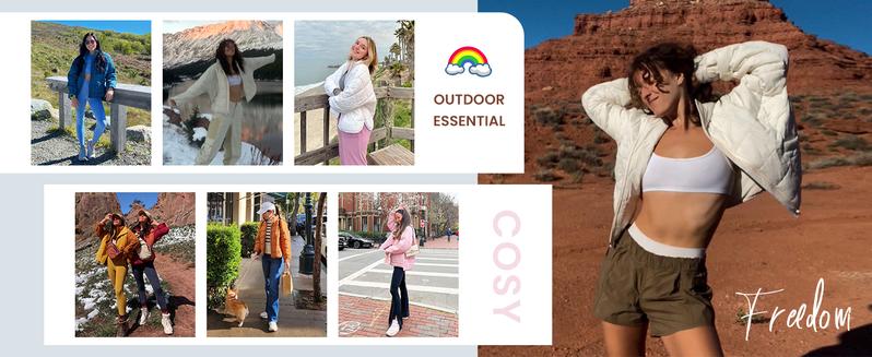 Tanming Women's Lightweight Quilted Puffer Jacket Long Sleeve Full Zip Casual Padded Coat  with Side Pockets Spring