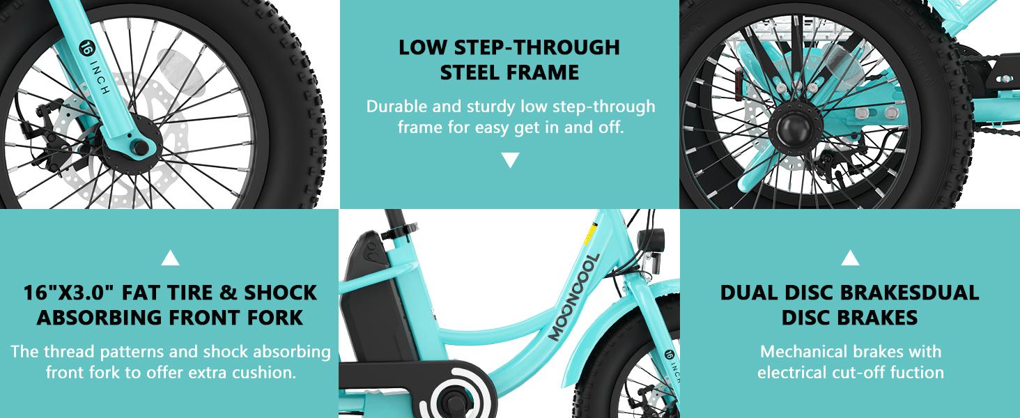 MOONCOOL Electric Tricycle for Youth, 35 Miles 16IN 3.0 Fat Tire Electric Trike, 3 Wheels Electric Bicycle Bikes, 250W Aluminum Frame Electric Tricycle Etrike with Removable Battery and Basket MOONCOOL Electric Tricycle for Youth, 35 Miles 16IN 3.0 Fat Tire Electric Trike, 3 Wheels Electric Bicycle Bikes, 250W Aluminum Frame Electric Tricycle Etrike with Removable Battery and Basket