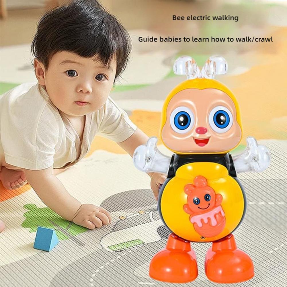11cm Singing And Dancing Cartoon Bee Electric Light Cute Bee Children's Early Education Toys Make Sounds Family Interactive Toys