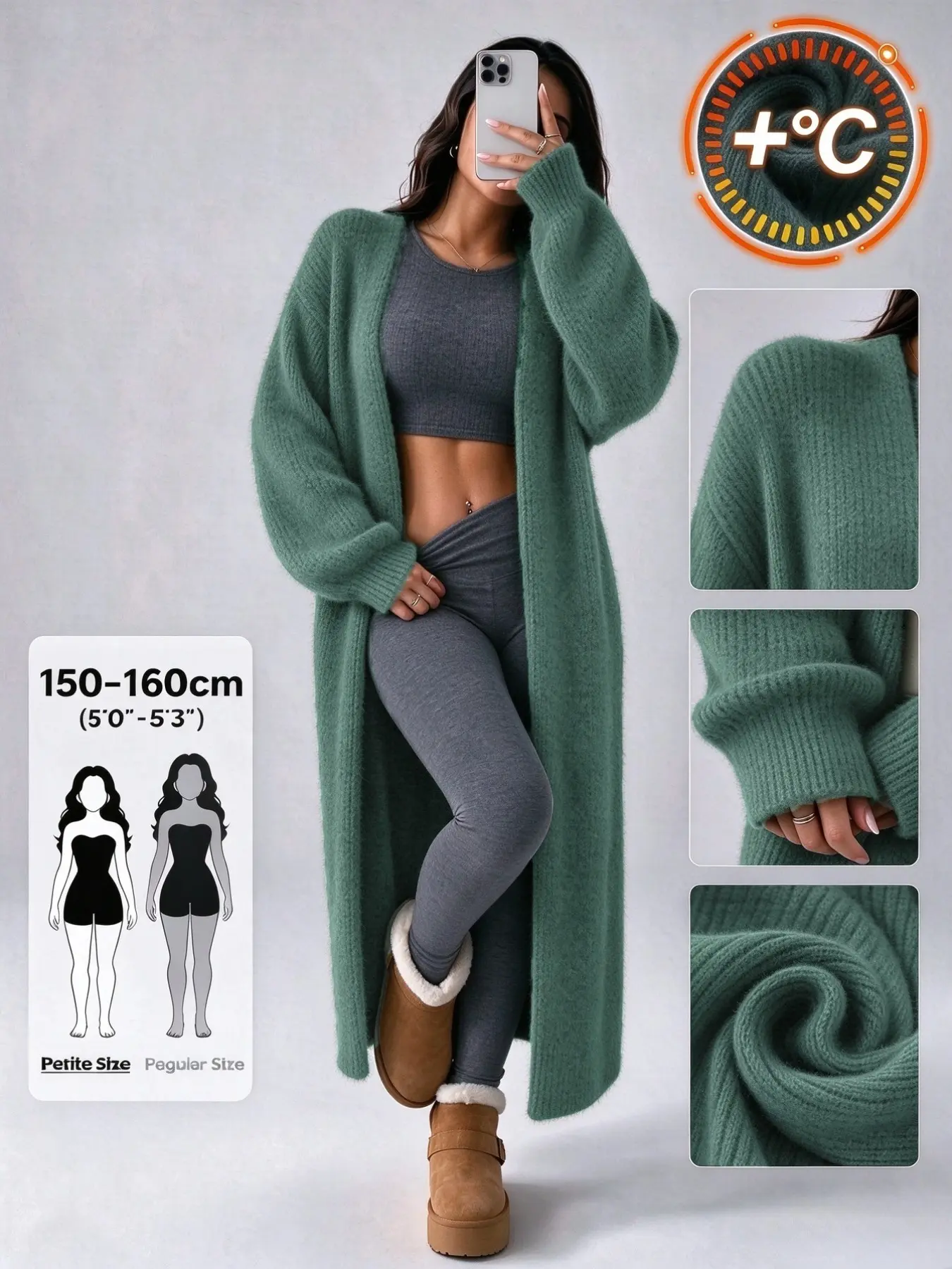 Women's Lazy Style Long Knit Cardigan, Cozy Warm Plain Surface, Loose-Fitting Long Sleeve, Fall Winter Outerwear, Casual Daily Wear