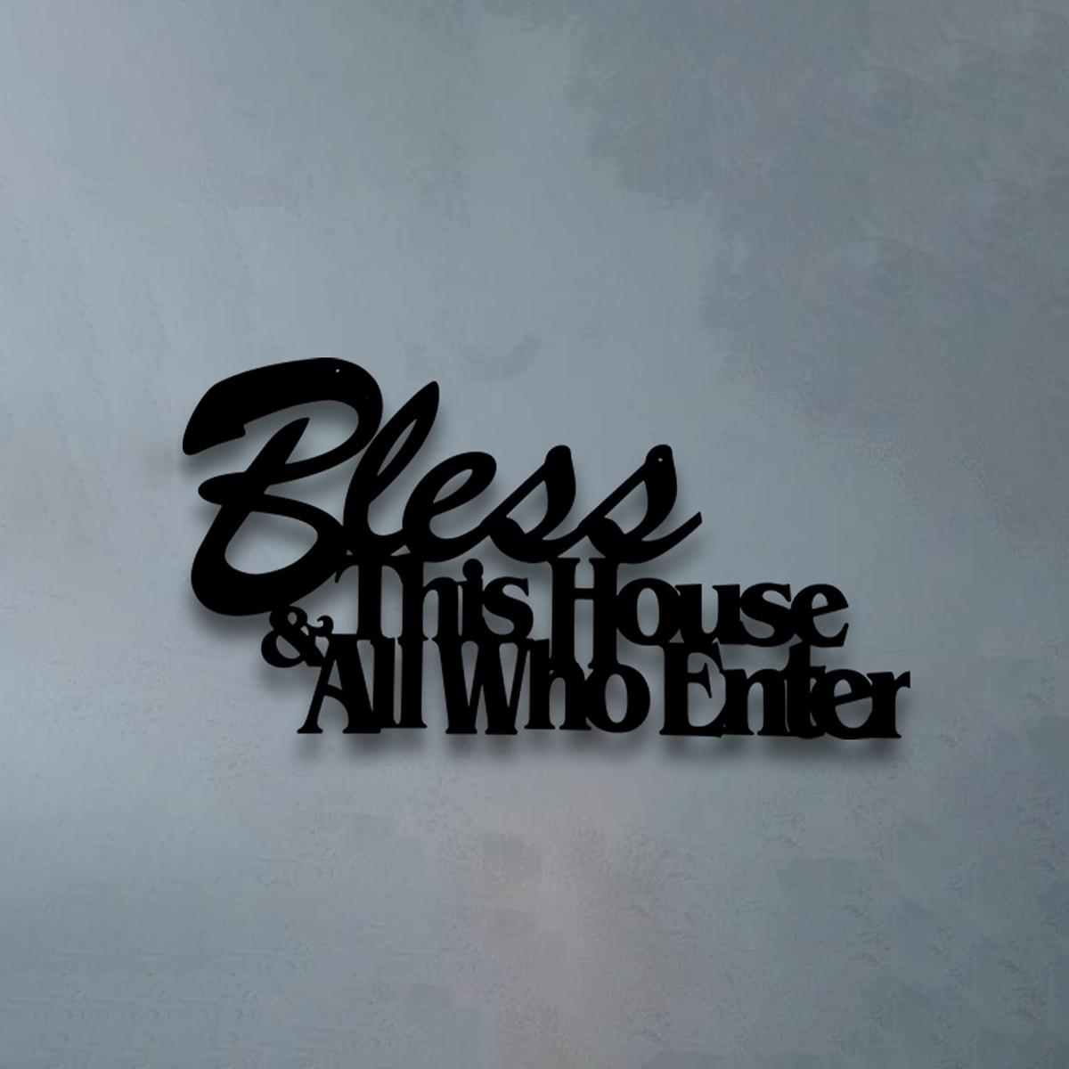 Christian Bible Verse Wall Plaque, Metal Decorative Sign, Suitable for Home, Office, Church, Bless This House and All That Enter, Living Room Bedroom Decoration