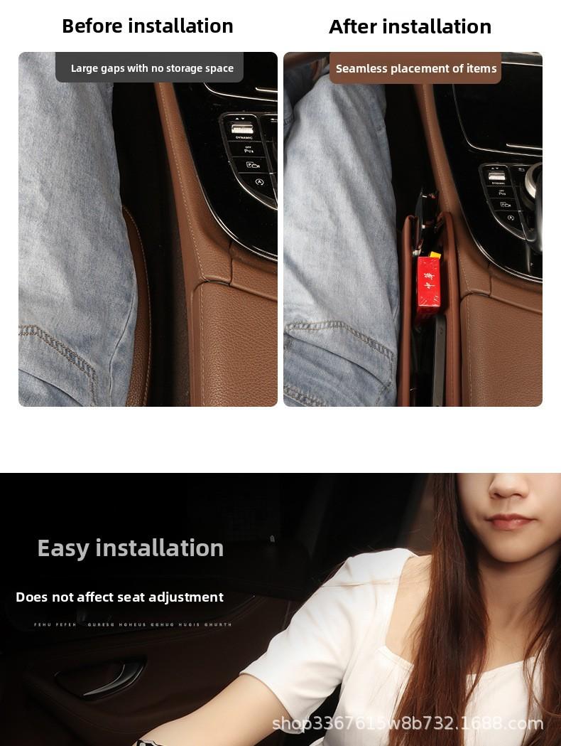 Car Seat Side Storage Box Car Interior Organizer Tray with Non Slip Mat for Phone Wallet Small Items Car Accessories for Auto Vehicles