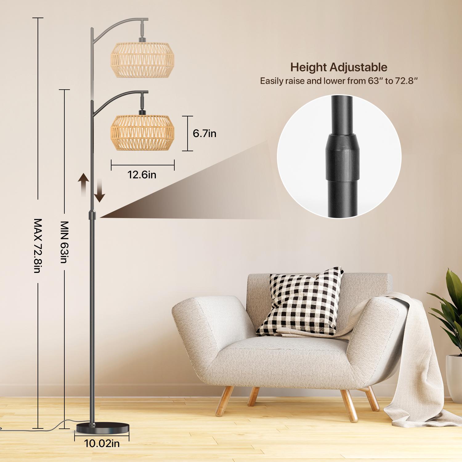GLITGATE RGB Dimmable Y Floor Lamp with Remote Control, Bohemian Floor Lamp with 3 CCT,Farmhouse Floor Lamps with Rattan Shades, Mid century modern floor lamp, Adjustable Tall Lamp for Bedroom, Office for living room,bedroom GLITGATE RGB Dimmable Y Floor Lamp with Remote Control, Bohemian Floor Lamp with 3 CCT,Farmhouse Floor Lamps with Rattan Shades, Mid century modern floor lamp, Adjustable Tall Lamp for Bedroom, Office for living room,bedroom