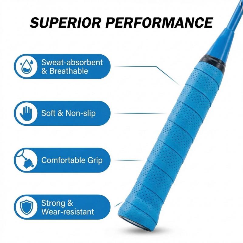 2-Pack Non-Slip Sports Grip Tape - Multifunctional Elastic Sweat-Absorbent Wrapping Tape for Tennis Rackets/Bicycle Handlebars/Badminton Rackets/Fishing Rods/Dumbbells | Non-Slip Handle Tape for Fitness Equipment and Outdoor Gear (2 Rolls) (Model: DM674)
