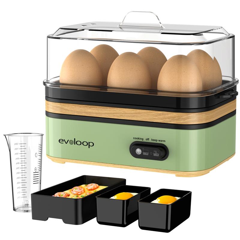 EVOLOOP Rapid Egg Steamer - 6-Egg Capacity, BPA-Free Stainless Steel with Clear Tritan Lid, 400W Electric Egg Cooker for Hard Boiled, Poached, Scrambled, or Omelette, Includes Measurement Cup & 2 Poaching Trays, Auto Shut Off EVOLOOP Rapid Egg Steamer - 6-Egg Capacity, BPA-Free Stainless Steel with Clear Tritan Lid, 400W Electric Egg Cooker for Hard Boiled, Poached, Scrambled, or Omelette, Includes Measurement Cup & 2 Poaching Trays, Auto Shut Off