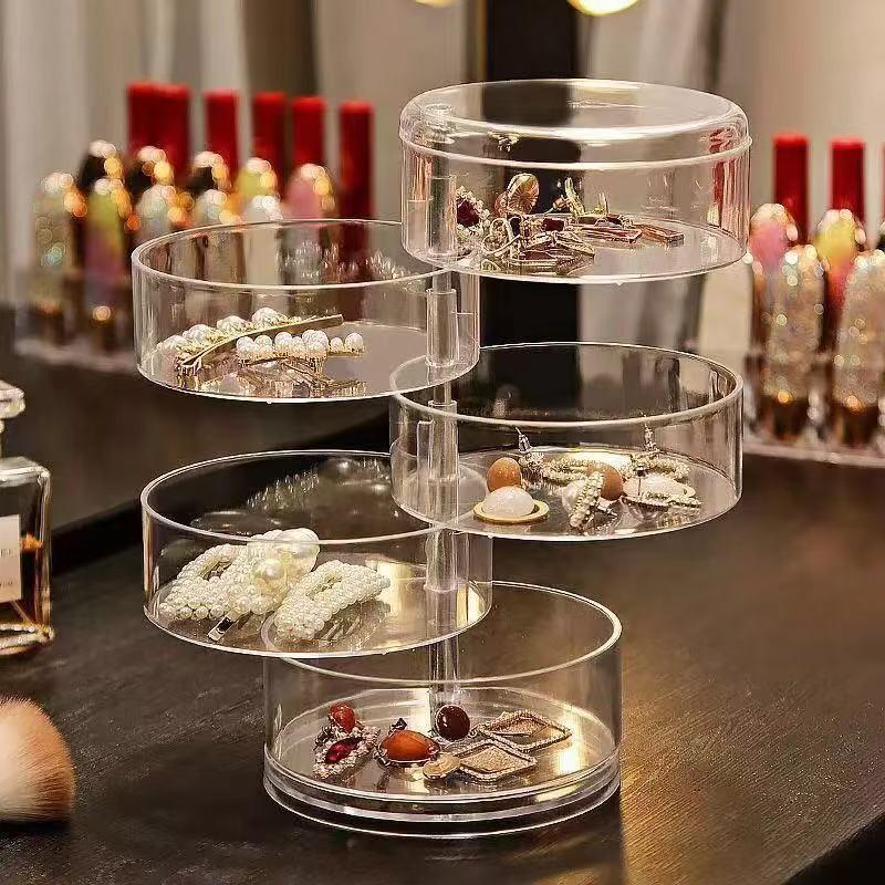 Elegant Storage Box for Jewelry, Hair Accessories, Small Items, Rotating Design, Large Capacity Desktop Organizer, Stylish and Practical